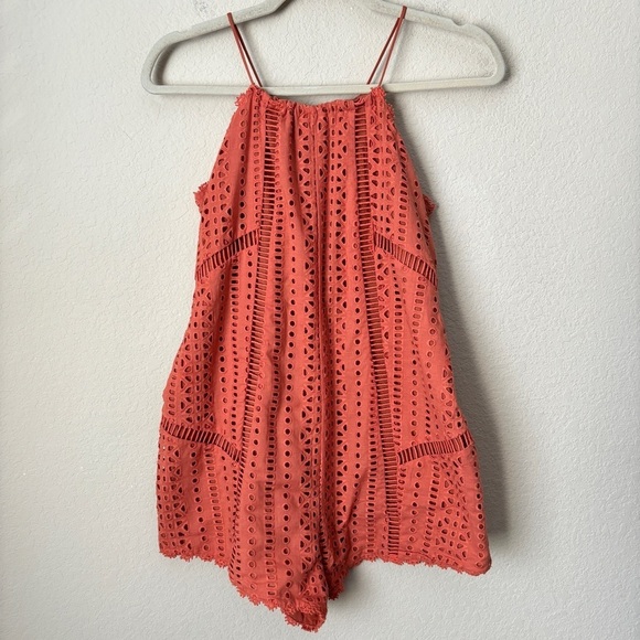Amuse Society Boho Eyelet Woven Tina Romper in Desert Rose - Picture 2 of 15
